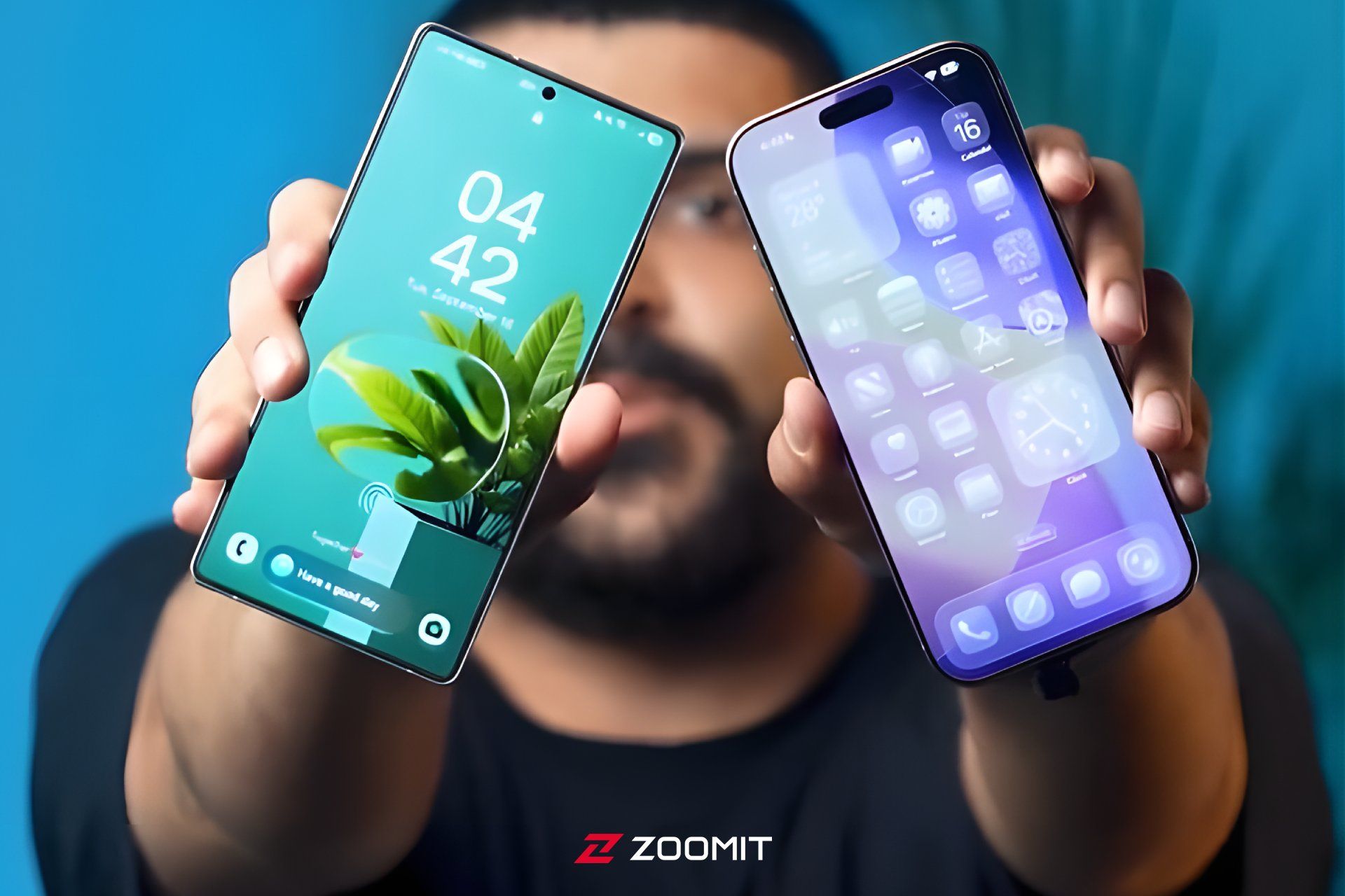 گوشی آیفون و اندروید در دست با DockWalls