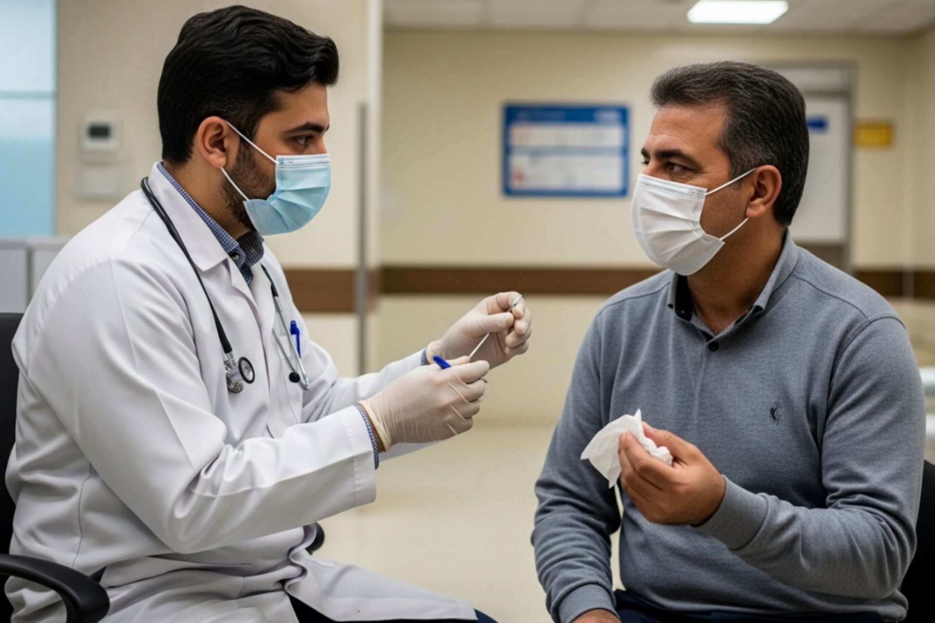 پزشک در حال تحقیق بر روی ویروس آنفولانزا