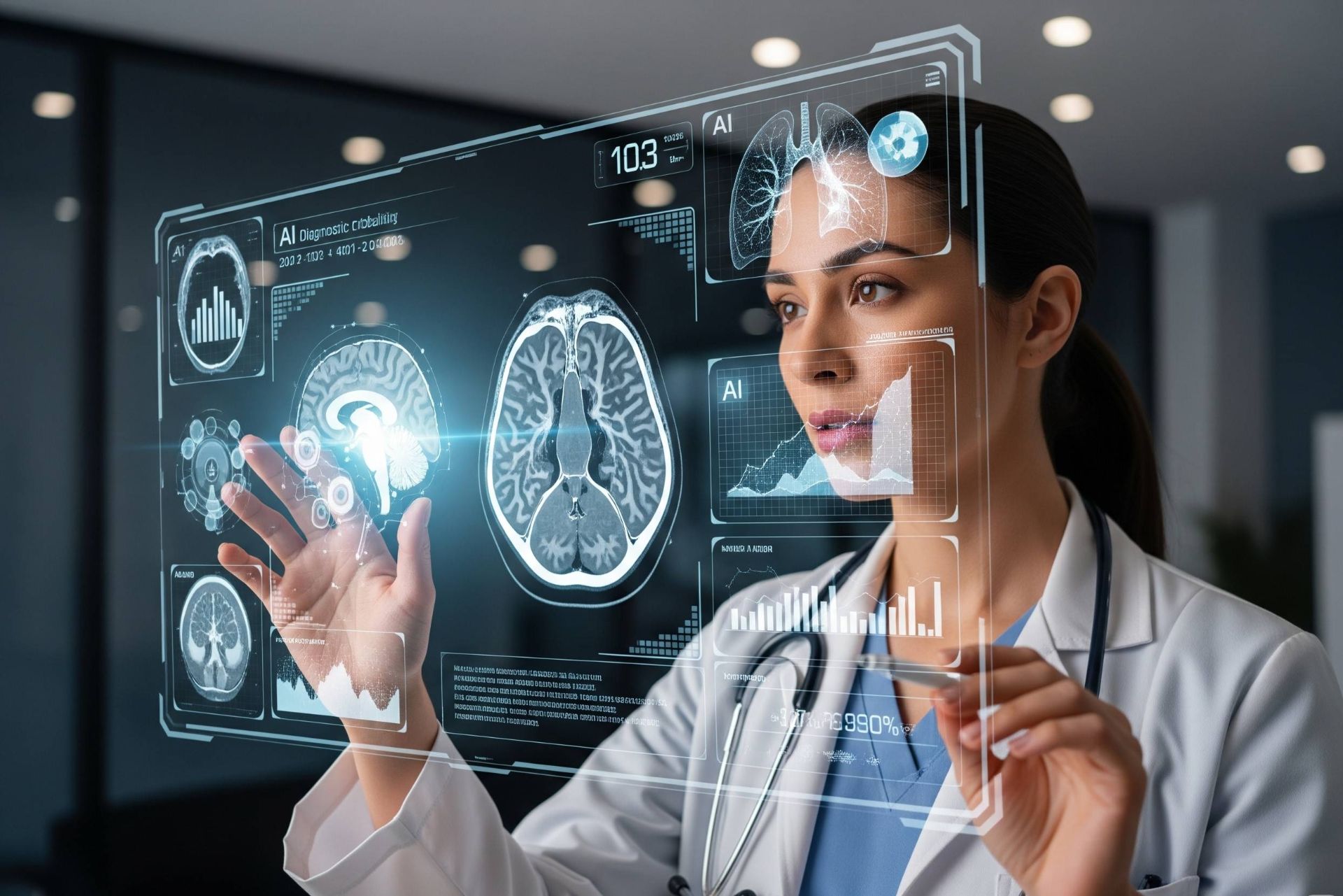 پزشک در حال استفاده از هوش مصنوعی