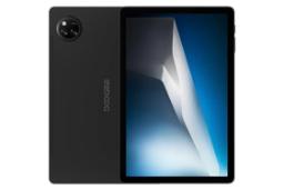 نمای کلی تبلت تب A9 پلاس دوجی / Doogee Tab A9 Plus با نمایشگر روشن و نمایش لوگو و دوربین پنل پشت