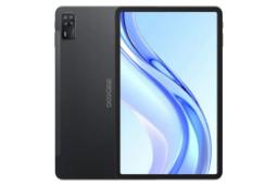 نمای کلی تبلت تب E3 پلاس دوجی / Doogee Tab E3 Plus با نمایشگر روشن و نمایش لوگو و دوربین پنل پشت