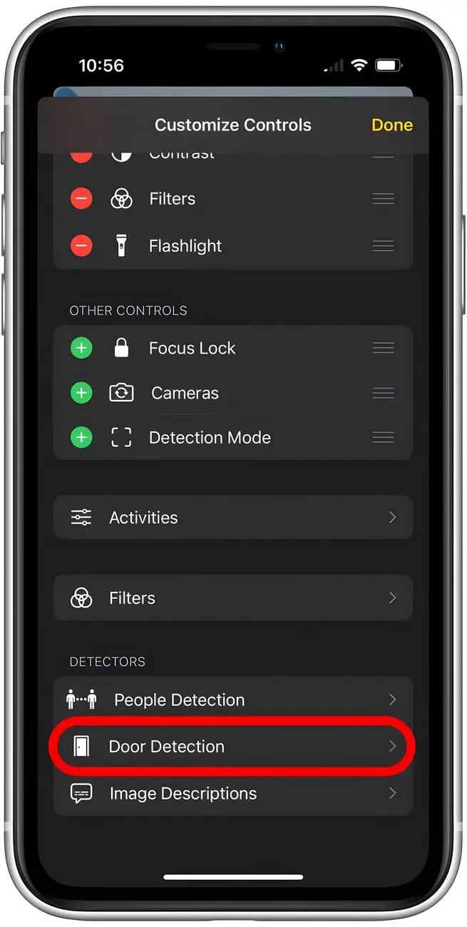 قابلیت تشخیص در (Door Detection) در تنظیمات دسترسی گوشی هوشمند