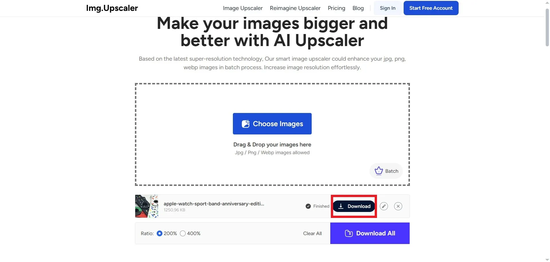 دانلود تصویر در Img.Upscaler