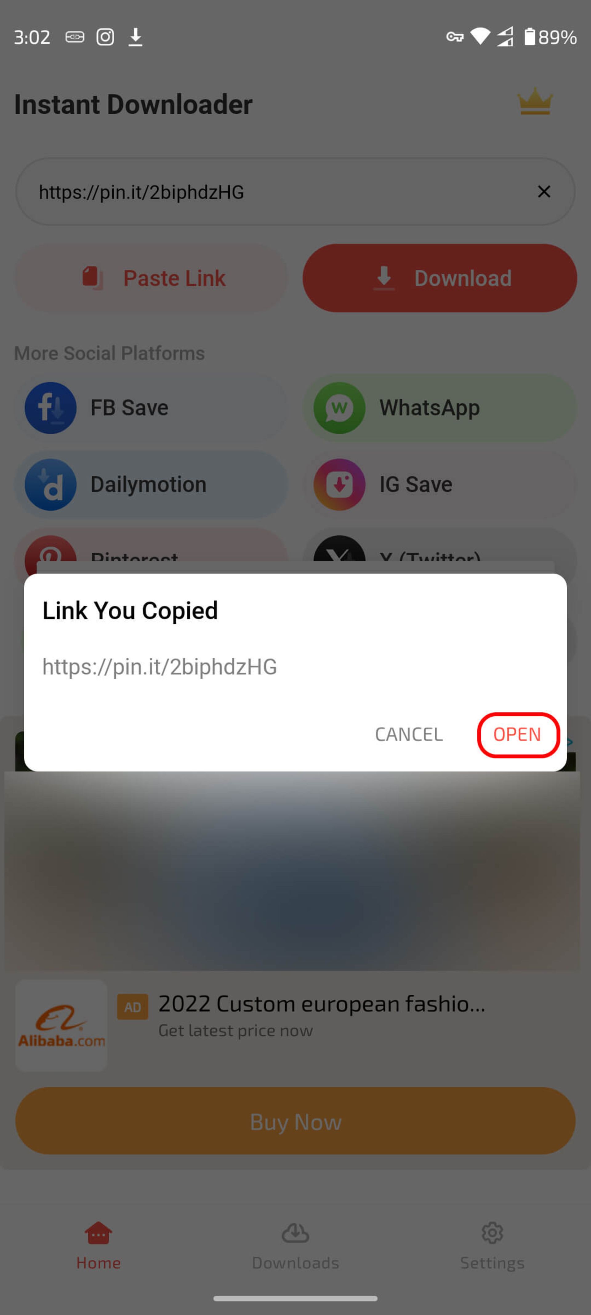 دانلود فیلم از پینترست Instant Downloader