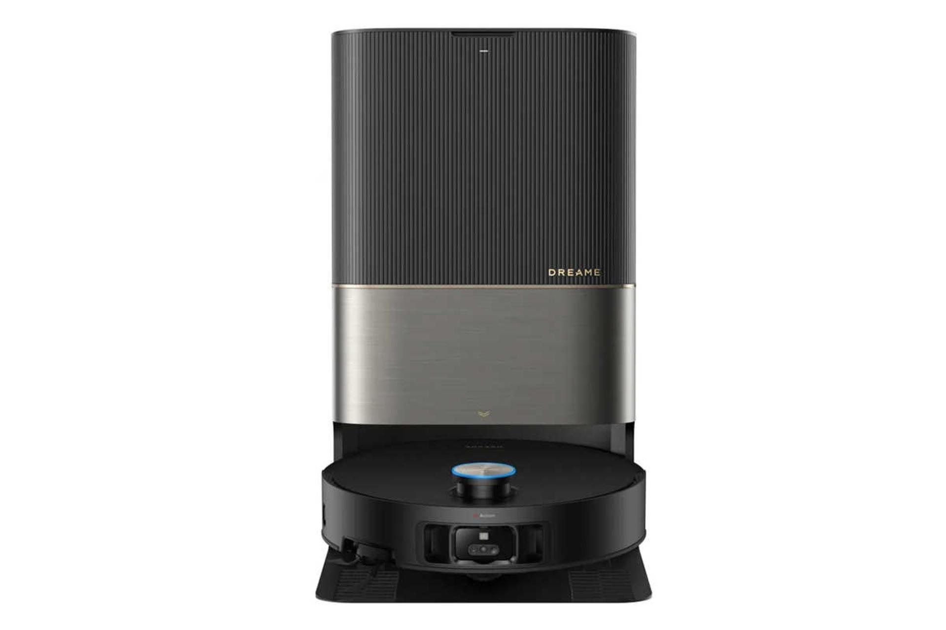 نمای جلوی جارو رباتیک دریم X50 Ultra به همراه مخزن تخلیه رنگ مشکی