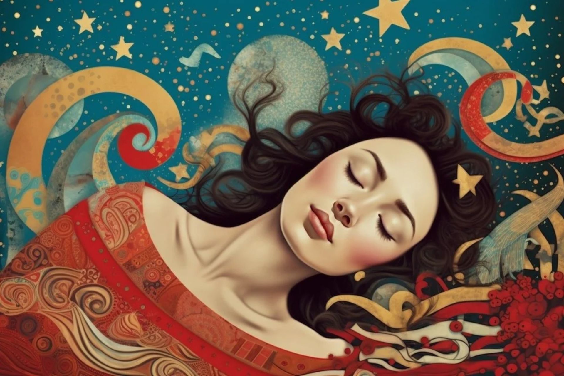 تصویرسازی دختری در حال رویا دیدن