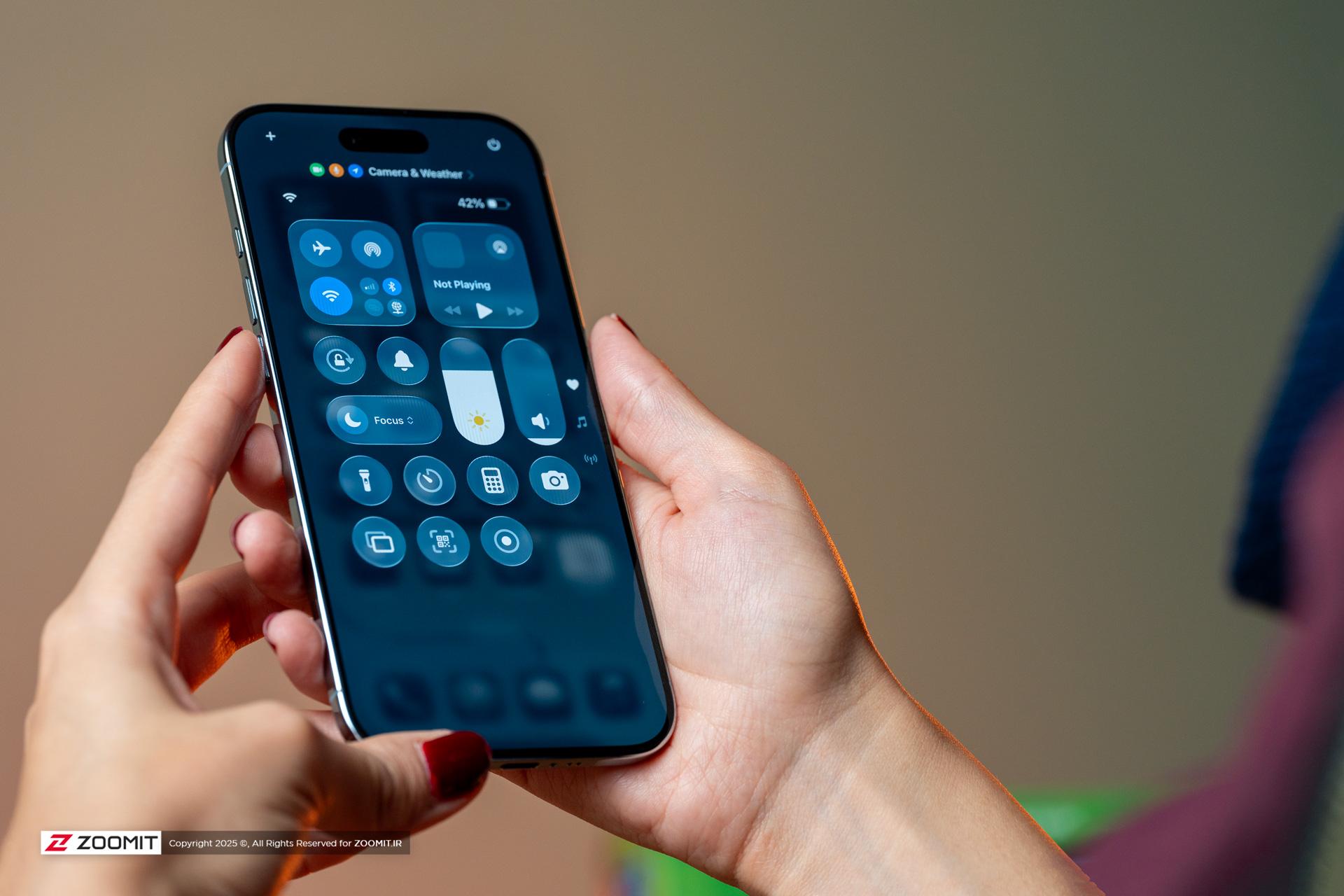 صفحه‌ی «کنترل سنتر» آیفون ایر