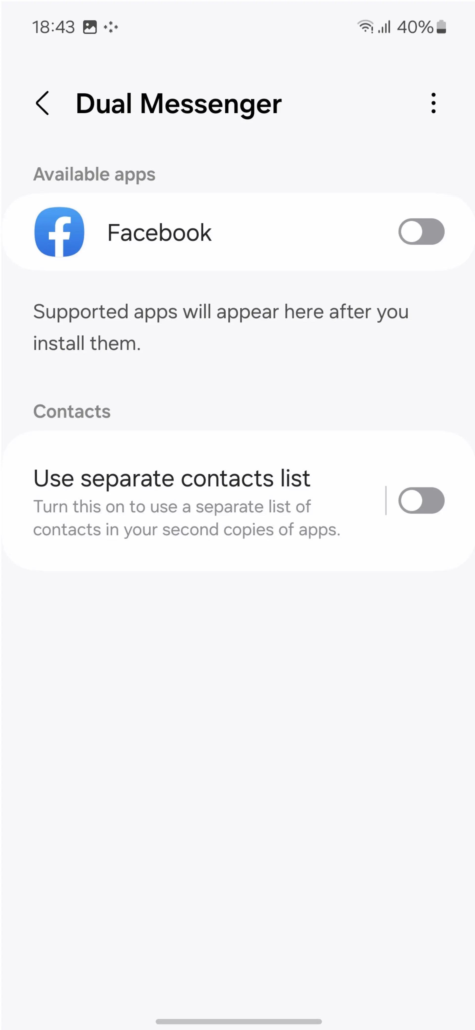 تنظیمات Dual messenger