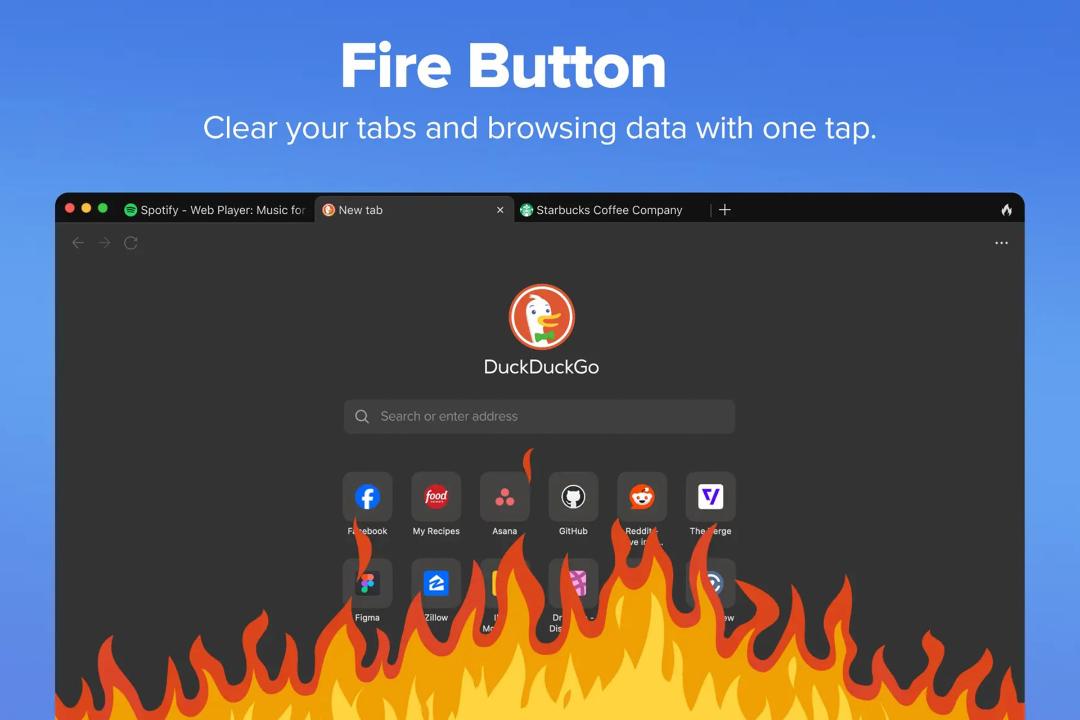 صفحه اصلی مرورگر DuckDuckGo 