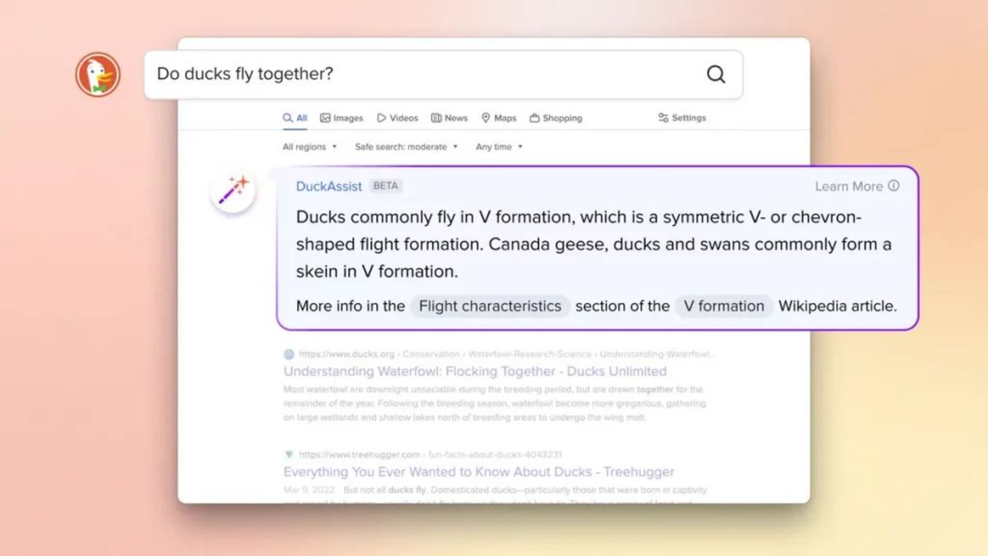 ابزار هوش مصنوعی DuckAssist موتور جستجوی Duckduckgo