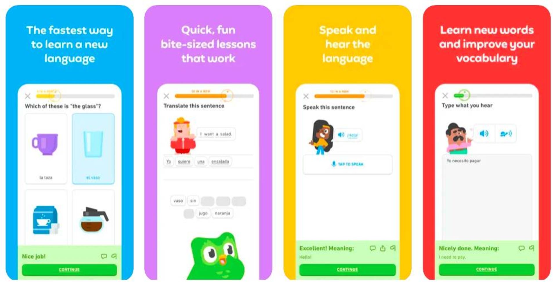 برنامه آموزش زبان duolingo برای ios