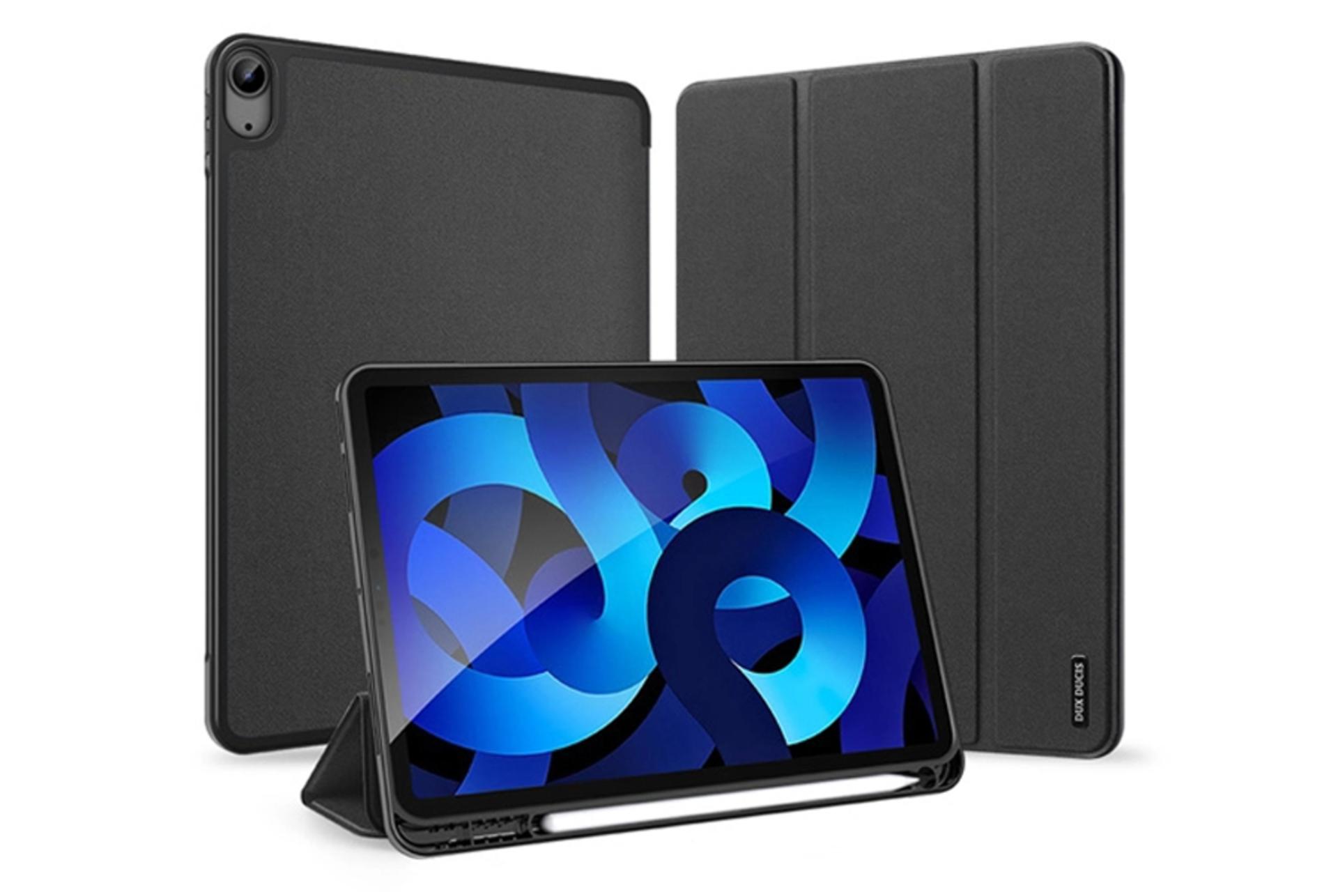 قاب تبلت کیف کلاسوری دوکس دوکیس مدل Domo مناسب اپل iPad Air 13 2024 رنگ مشکی