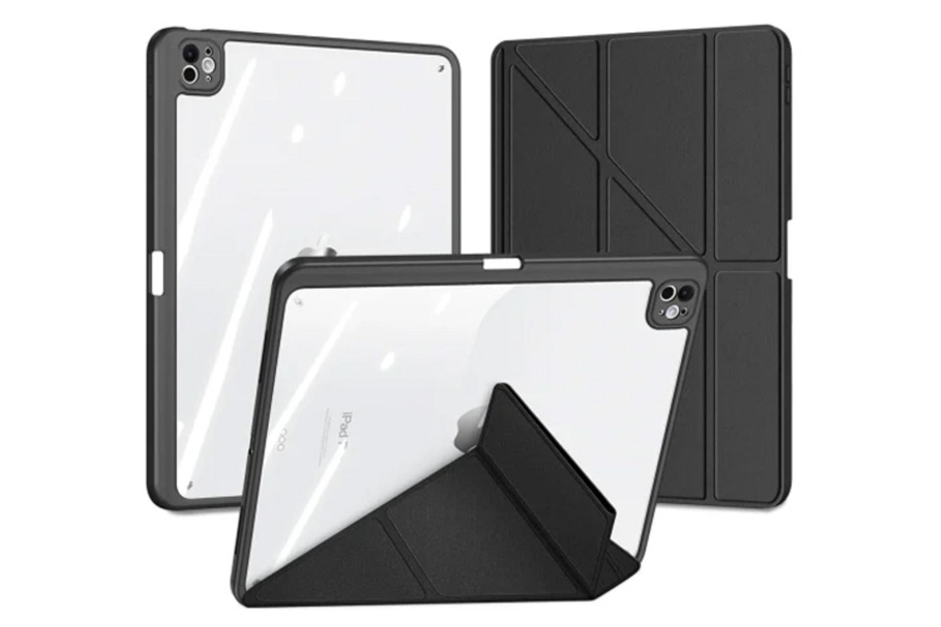 رنگ مشکی قاب تبلت کیف کلاسوری دوکس دوکیس مدل Magi مناسب اپل iPad Pro 11 2024