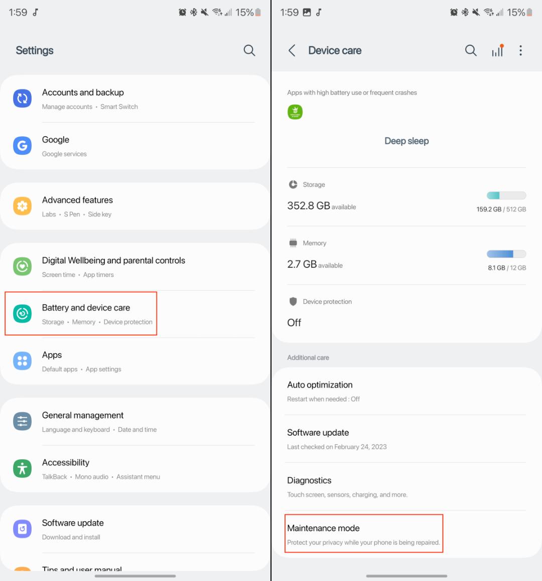 فعال کردن Maintenance Mode در گوشی‌های سامسونگ