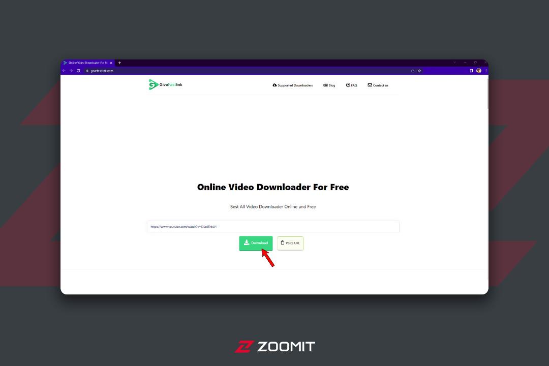 کلیک روی دکمه دانلود ویدئو در سایت givefastlink