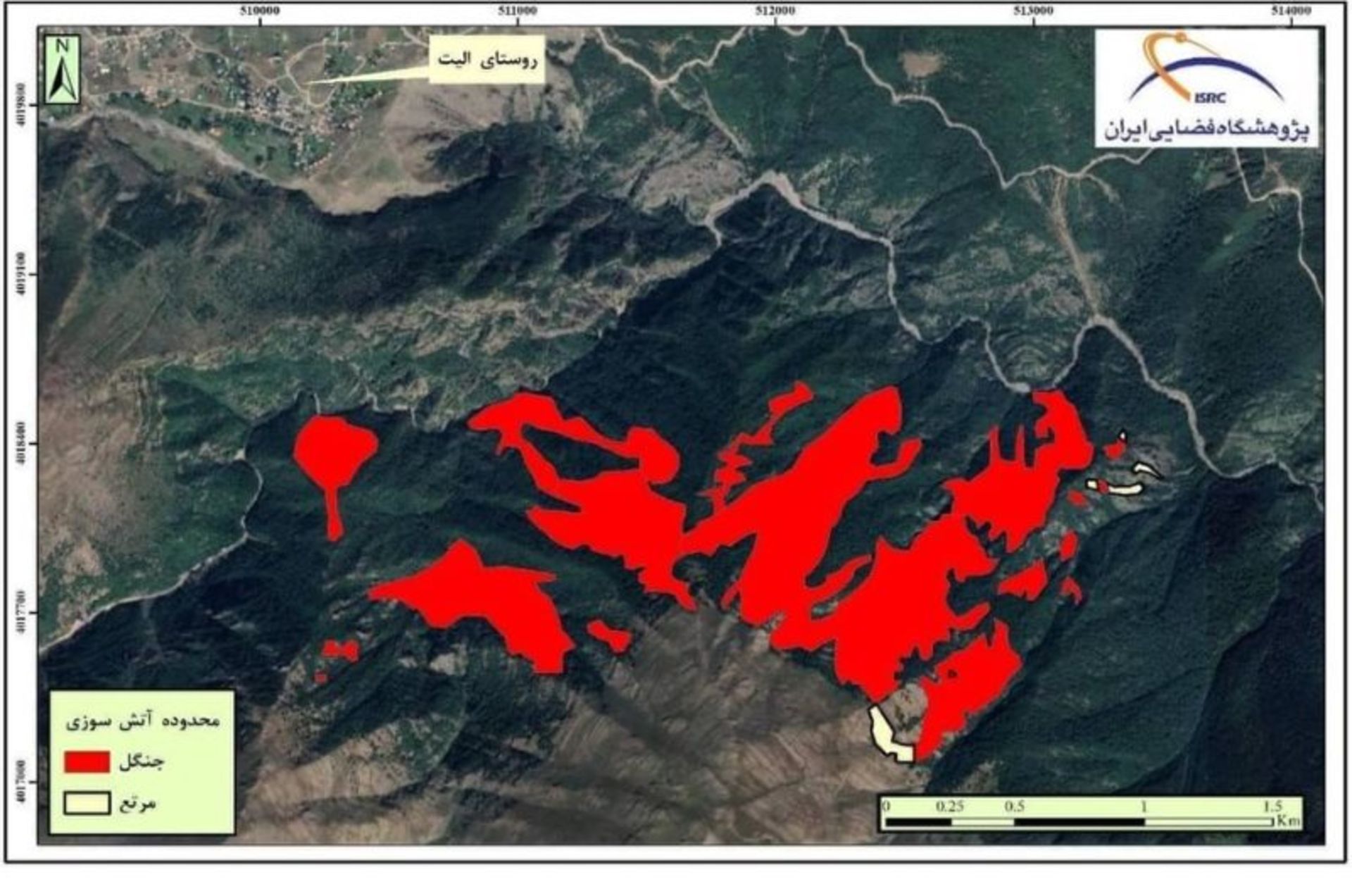 آتشسوزی هیرکانی با تصاویر ماهواره خیام