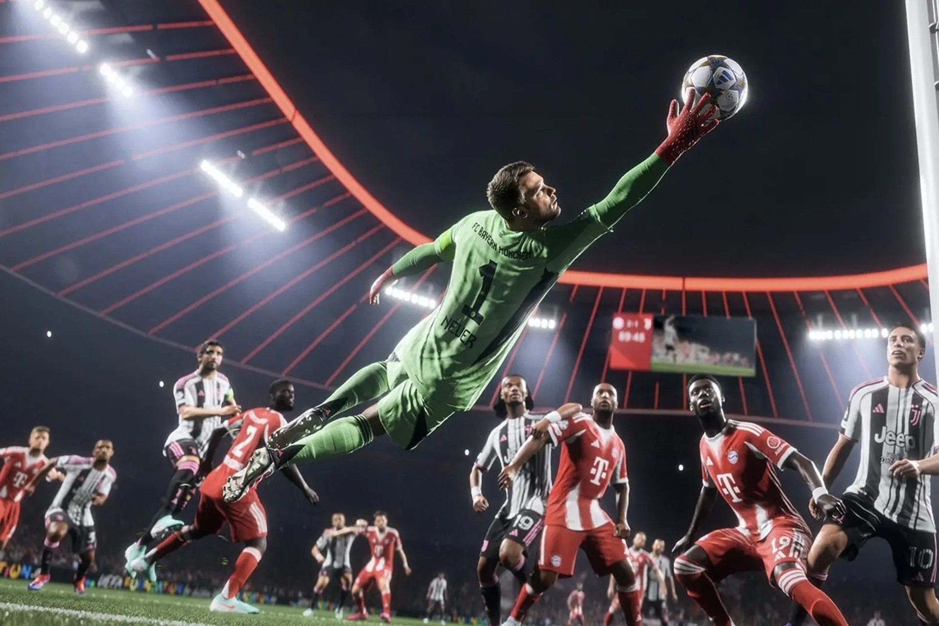 دروازه‌بان فوتبال در حال شیرجه ‌رفتن به سمت توپ