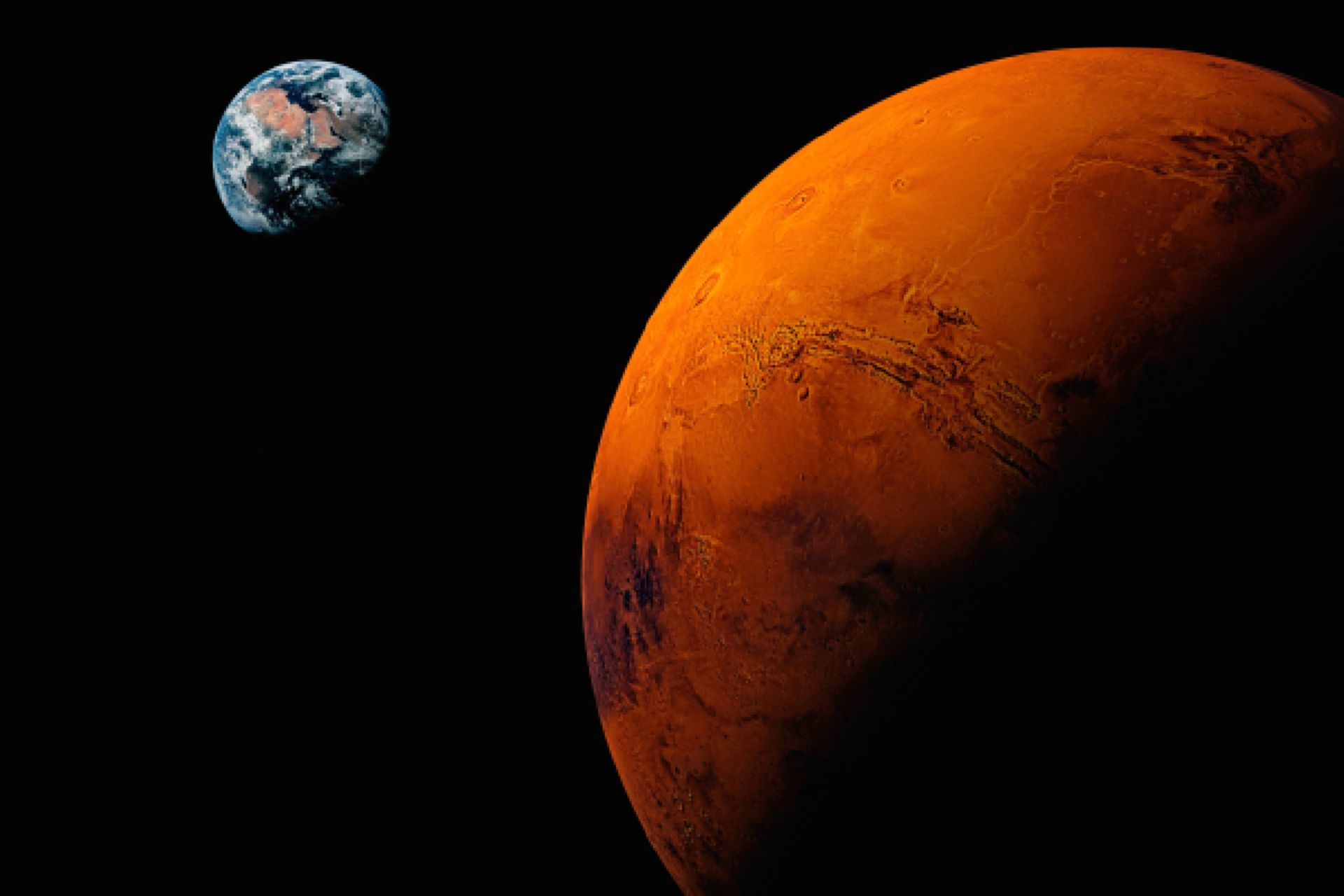 نمای کره زمین از سیاره مریخ