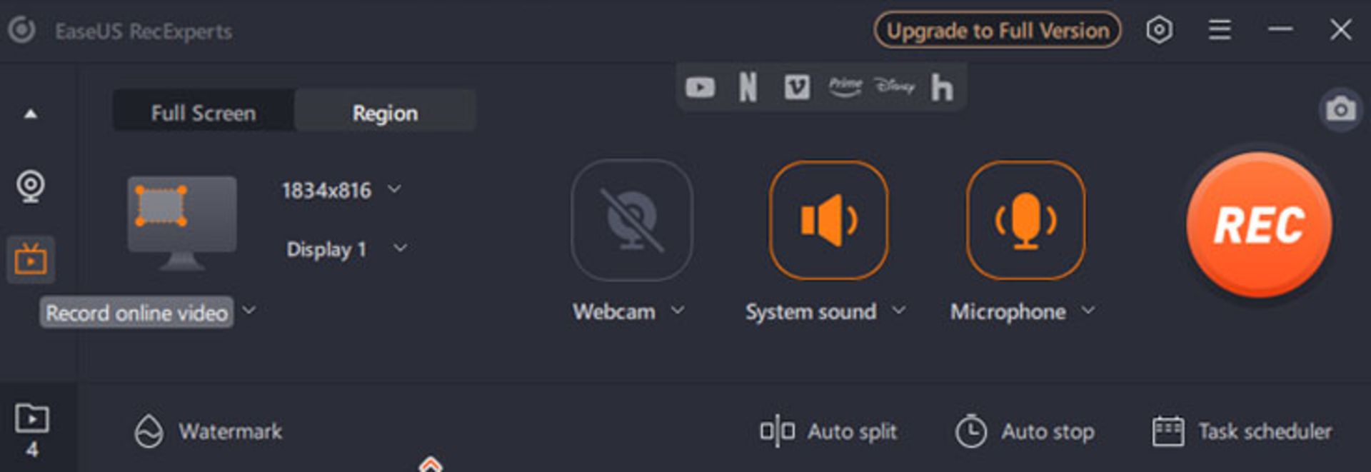 فضای برنامه EaseUS
