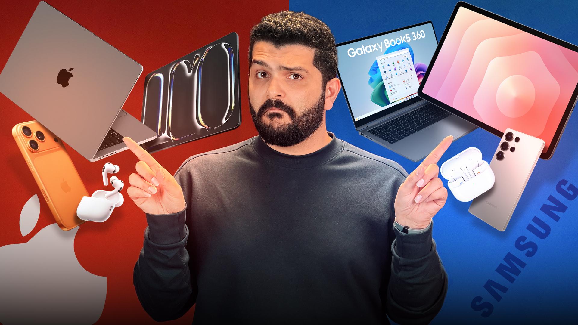 عکس شادان بین دو اکوسیستم سامسونگ و اپل