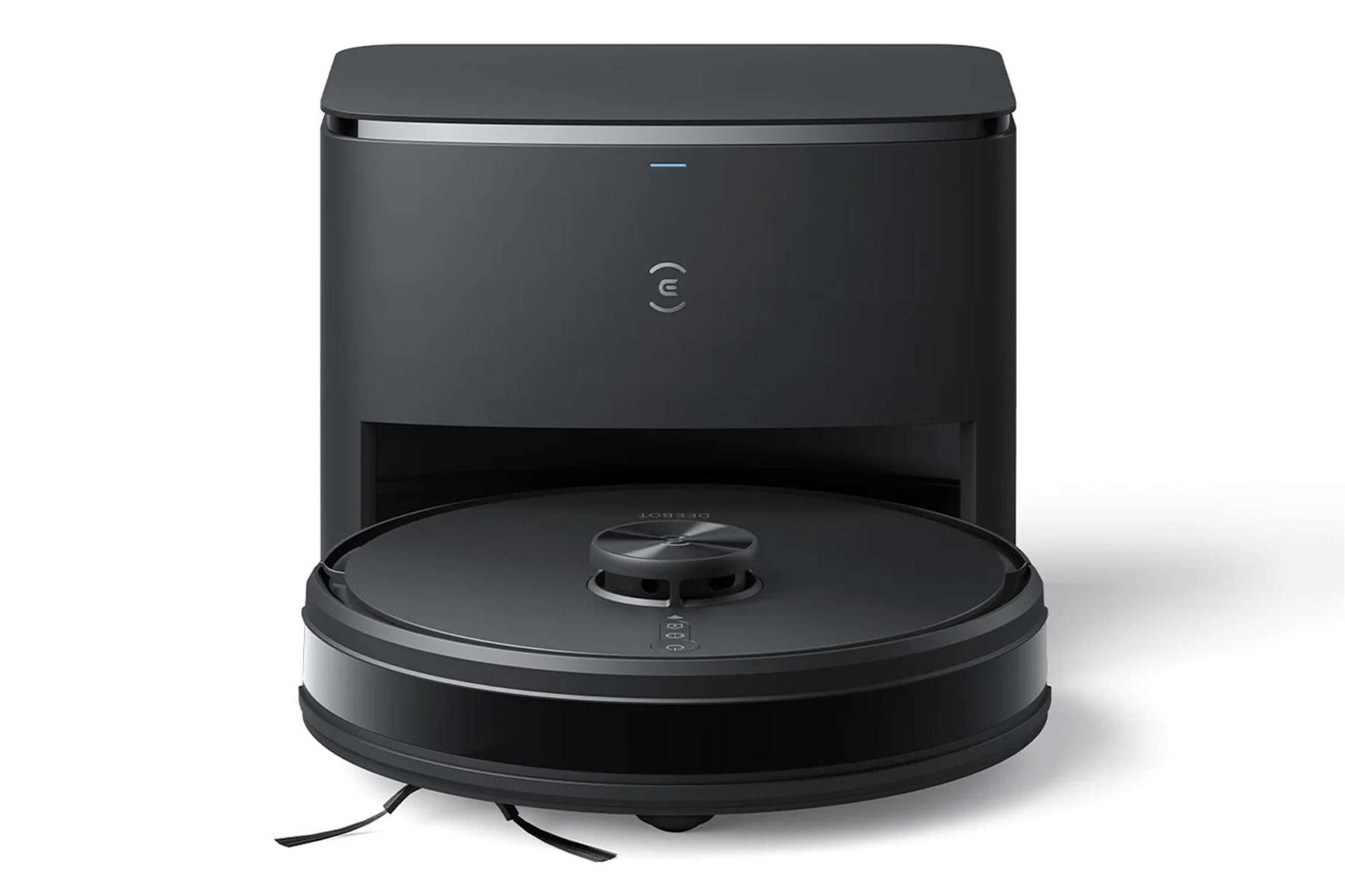 نمای جلوی جارو رباتیک اکووکس DEEBOT Y1 PRO PLUS به همراه مخزن تخلیه خودکار