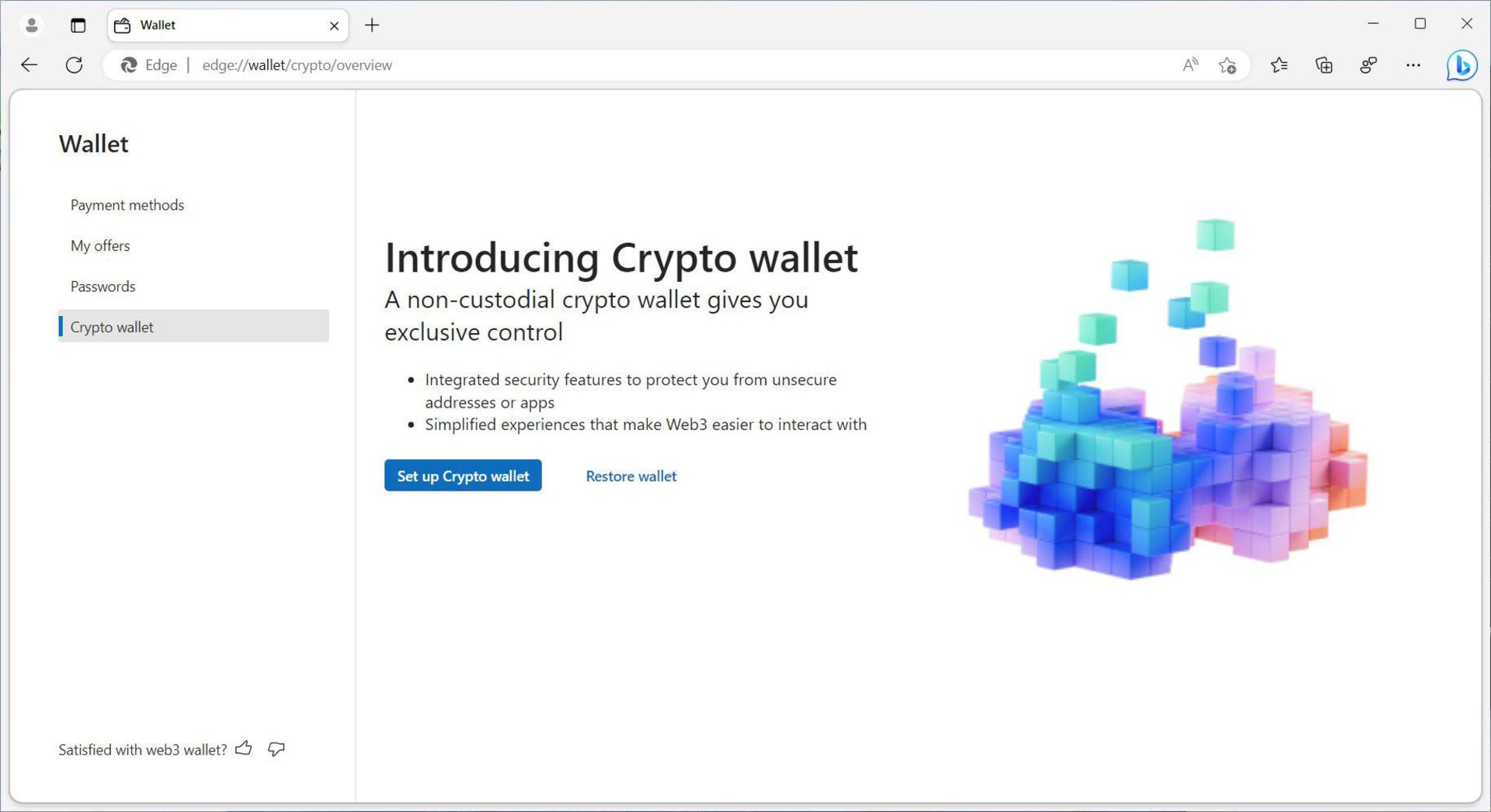 کیف پول رمزارز مرورگر مایکروسافت اج
