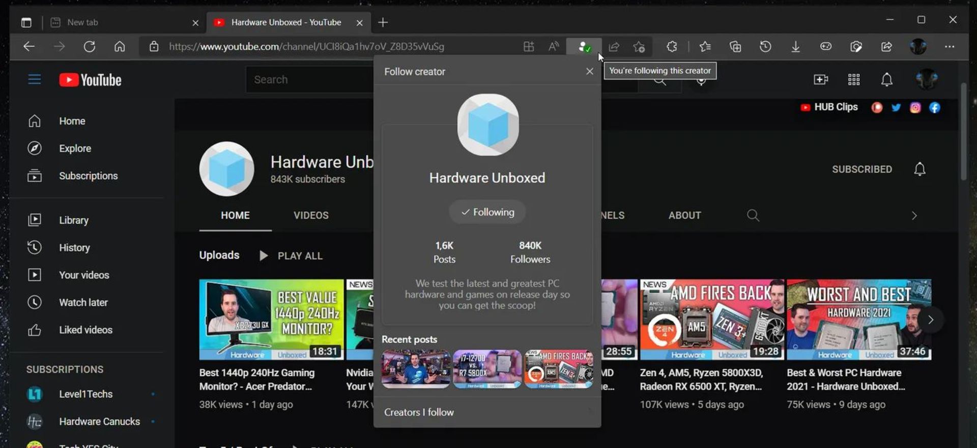 قابلیت Follow creator مرورگر مایکروسافت اج