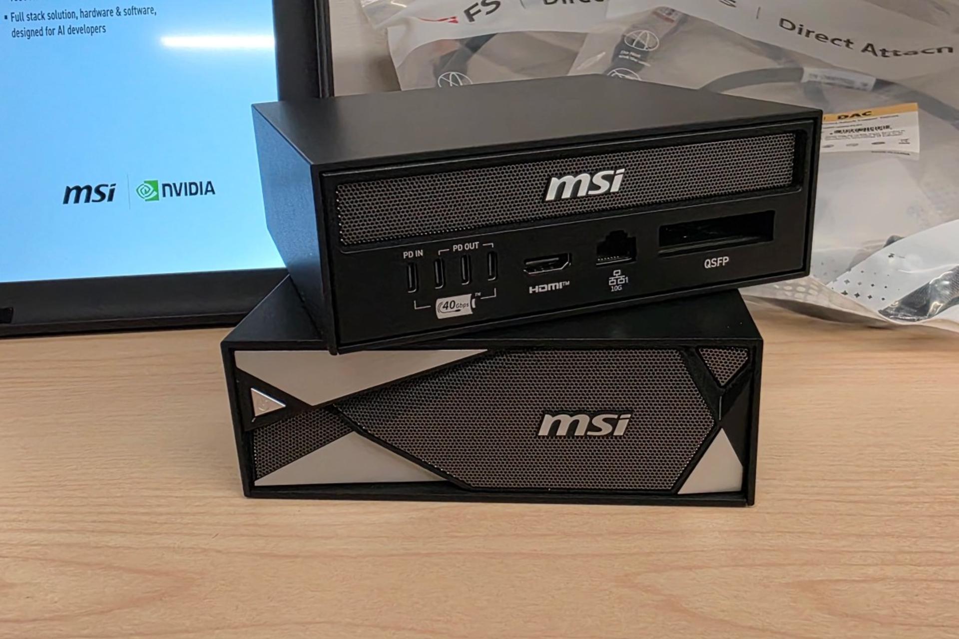 ابرکامپیوتر ام‌اس‌آی روی میز نمای جلو