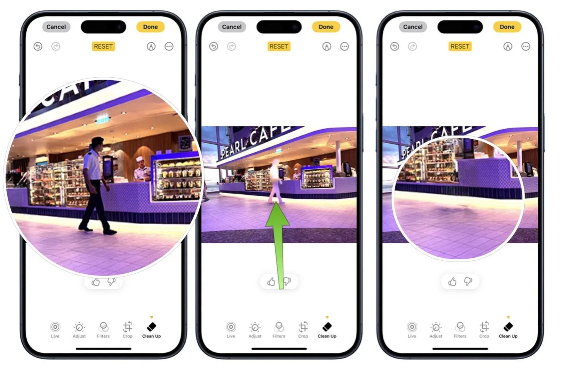 حذف سوژه ناخواسته از عکس با ابزار Clean Up در اپلیکیشن photos در ios 18.1