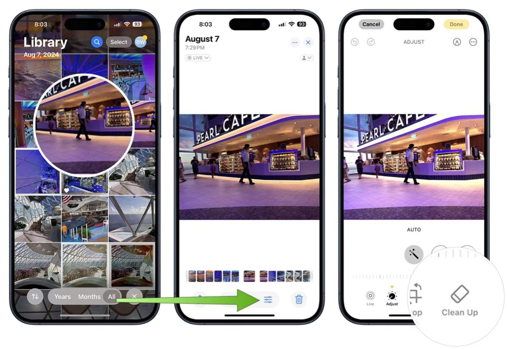 ابزار Clean Up در اپلیکیشن photos در ios 18.1