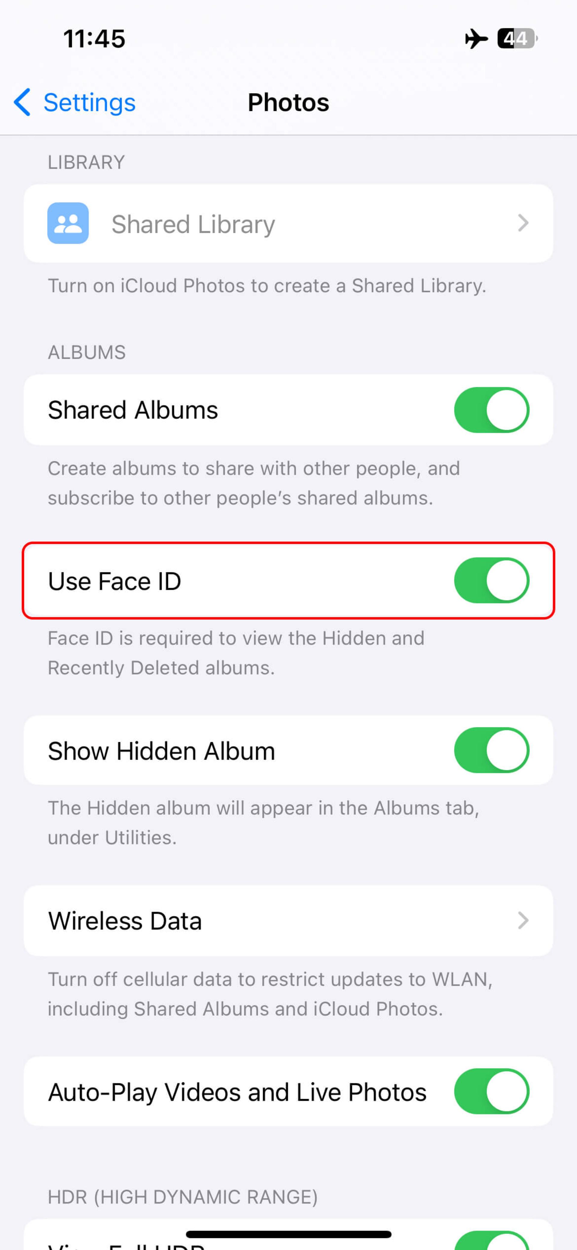 تنظیمات Photos آیفون