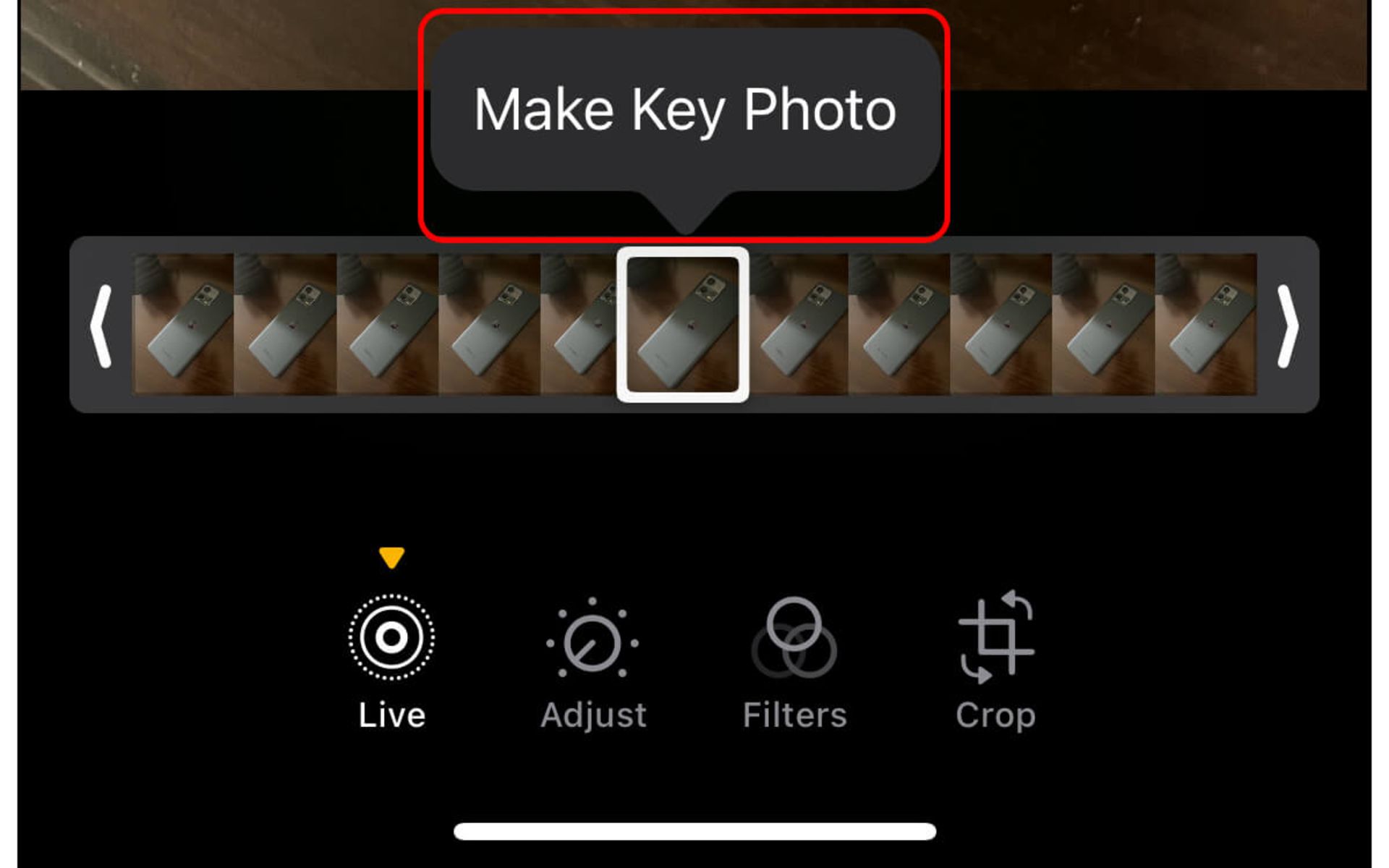 انتخاب Make Key Photo و جایگزین‌ کردن به عنوان تصویر اصلی