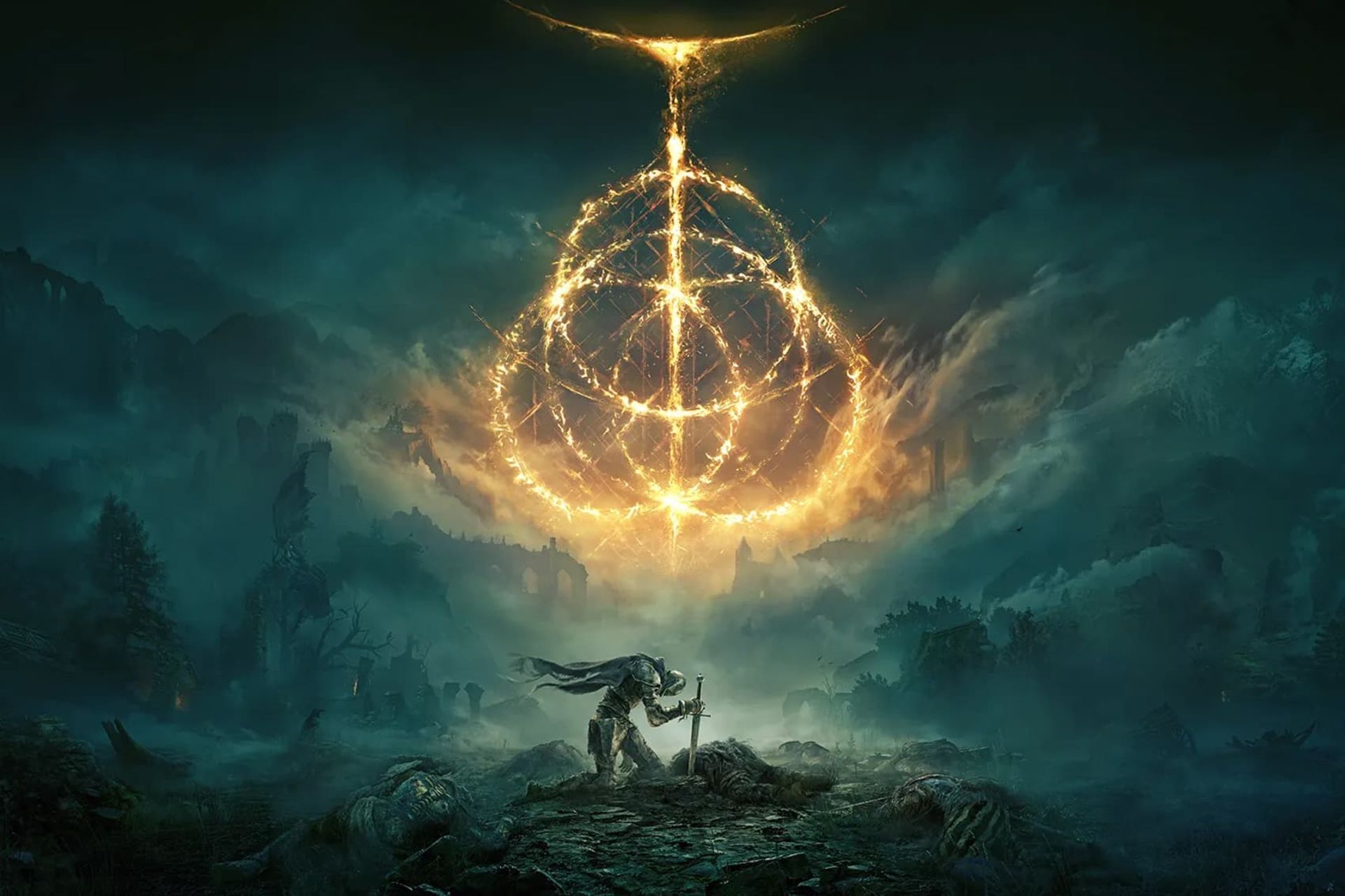 پوستر بازی الدن رینگ / Elden Ring با لوگو و طرح تاریک