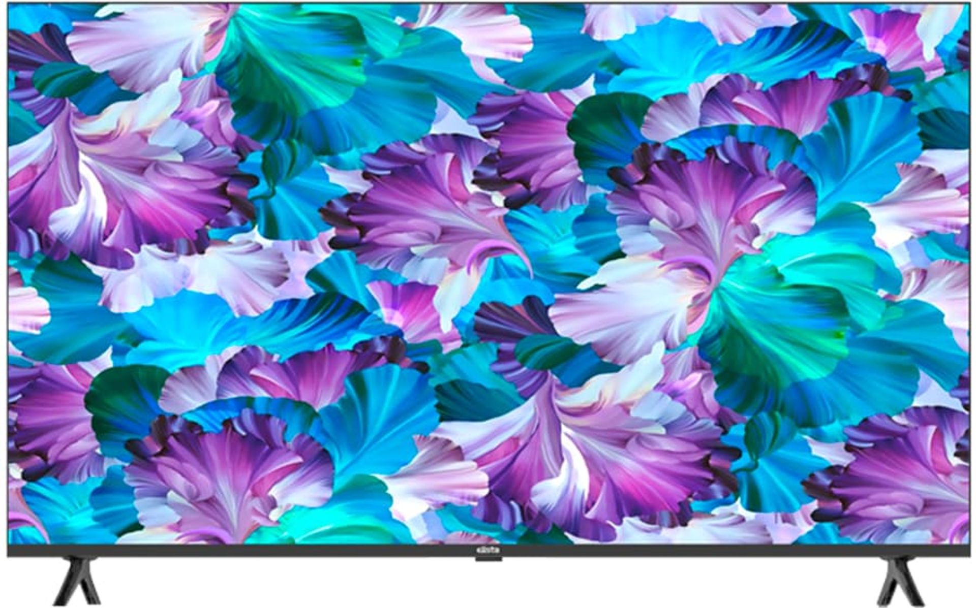 تصویر گل آبی و بنفش روی تلویزیون هوشمند Elista 2023