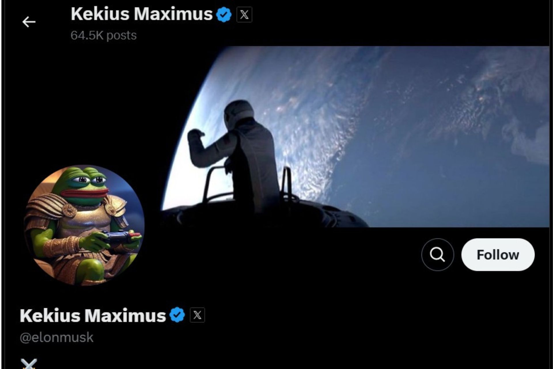 پروفایل ایکس ایلان ماسک با عکس و نام Kekius Maximus