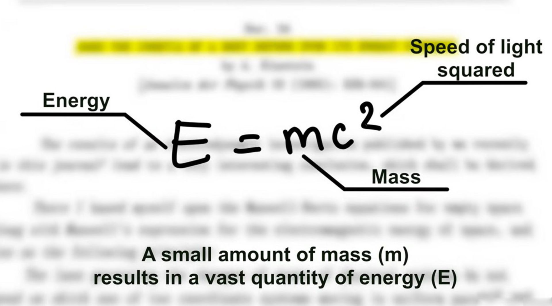 فرمول هم ارزی ماده و انرژی اینشتین