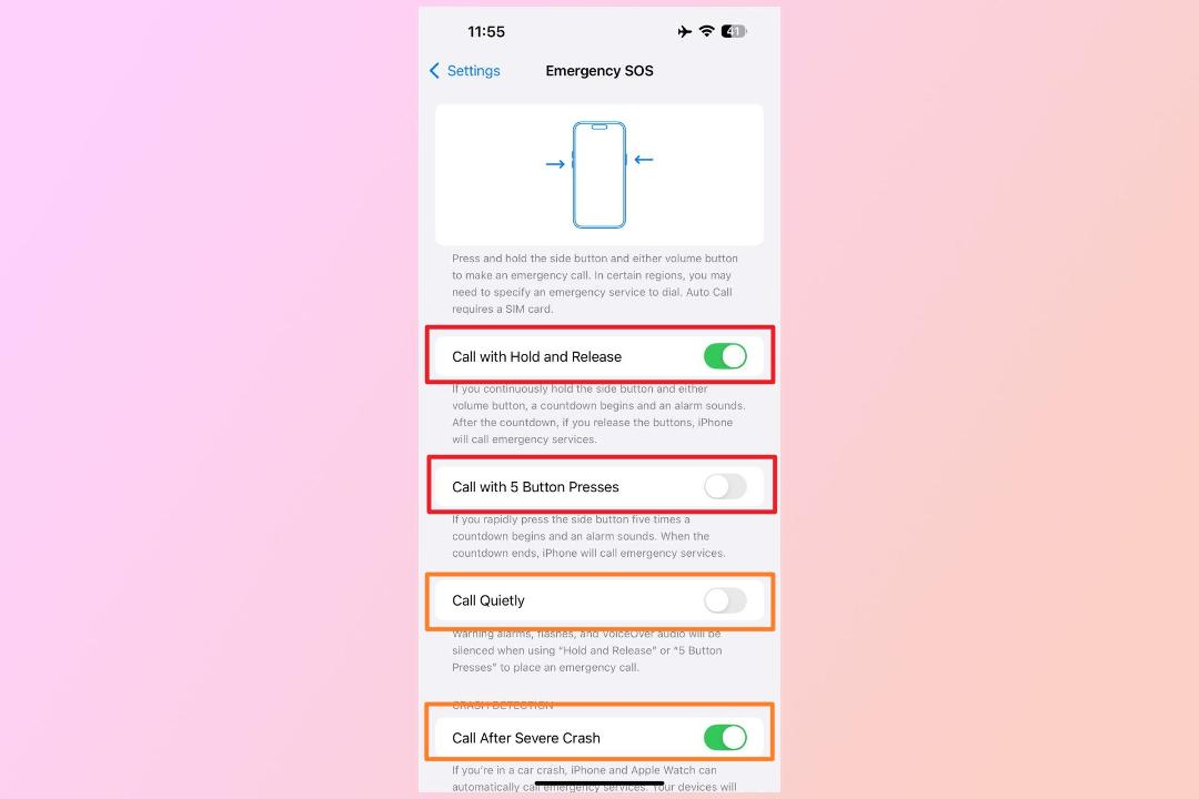 گزینه‌های فعالسازی حالت اضطراری در IOS