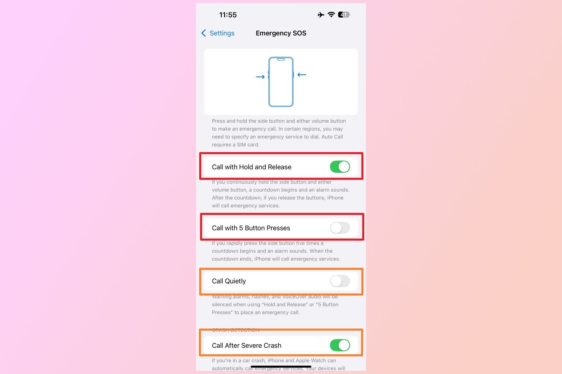 گزینه‌های فعالسازی حالت اضطراری در IOS