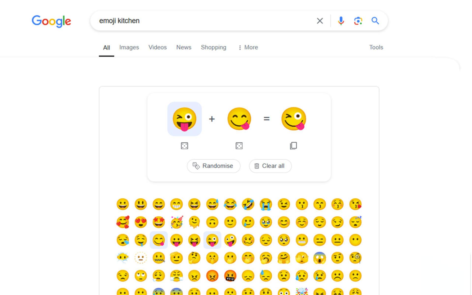 استفاده از Emoji Kitchen در موتور جست‌وجوی گوگل در دسکتاپ