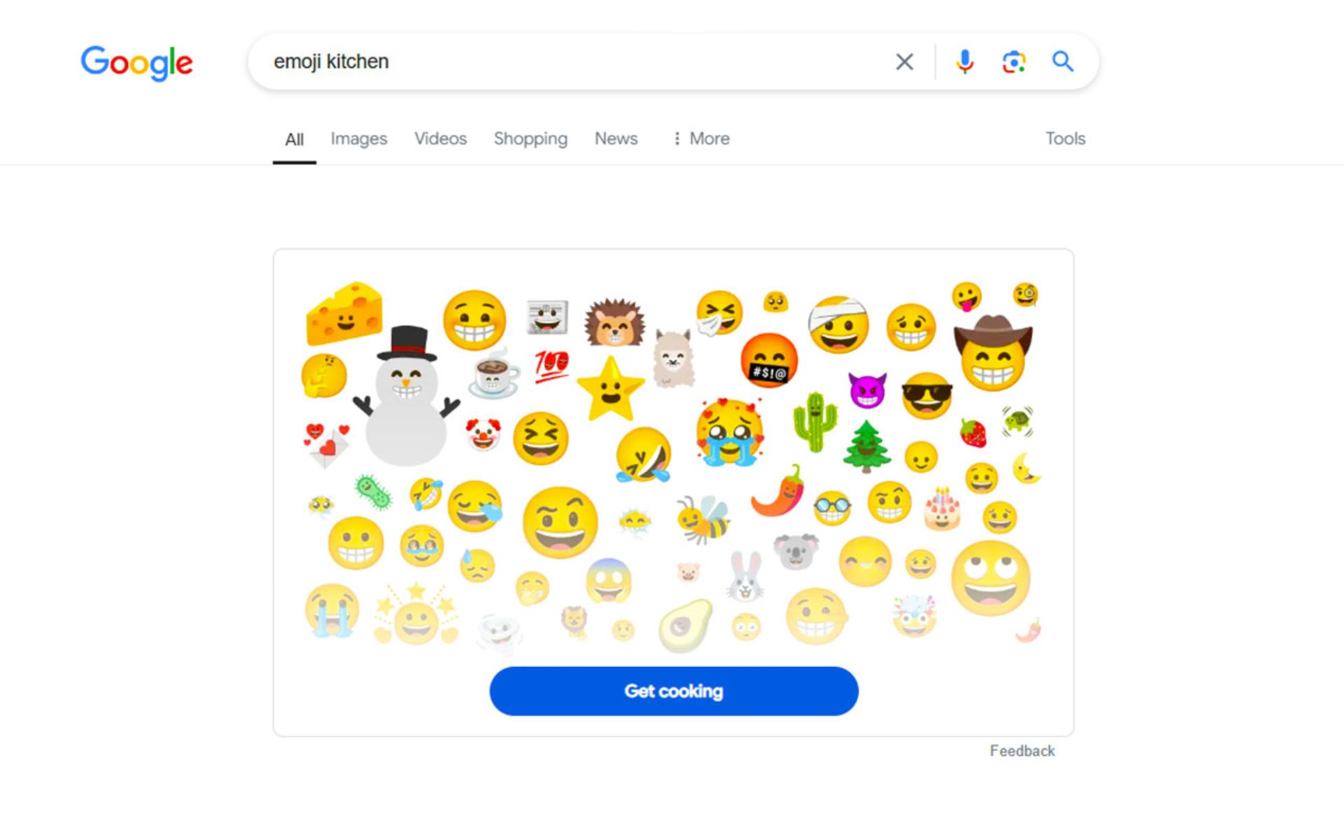 استفاده از Emoji Kitchen در موتور جست‌وجوی گوگل در دسکتاپ