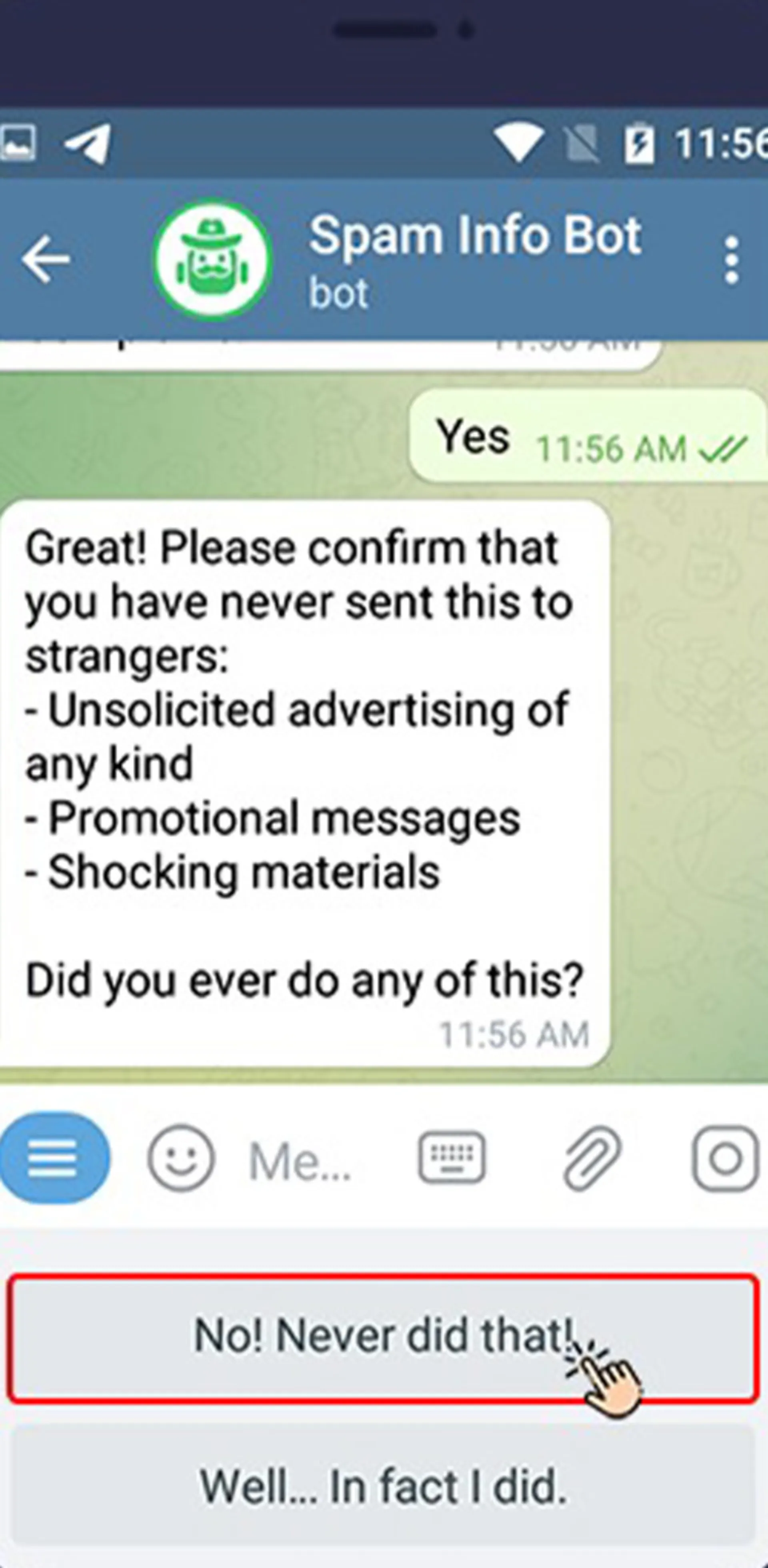 رفع ریپورت تلگرام با ربات ریپورت مرحله ۴