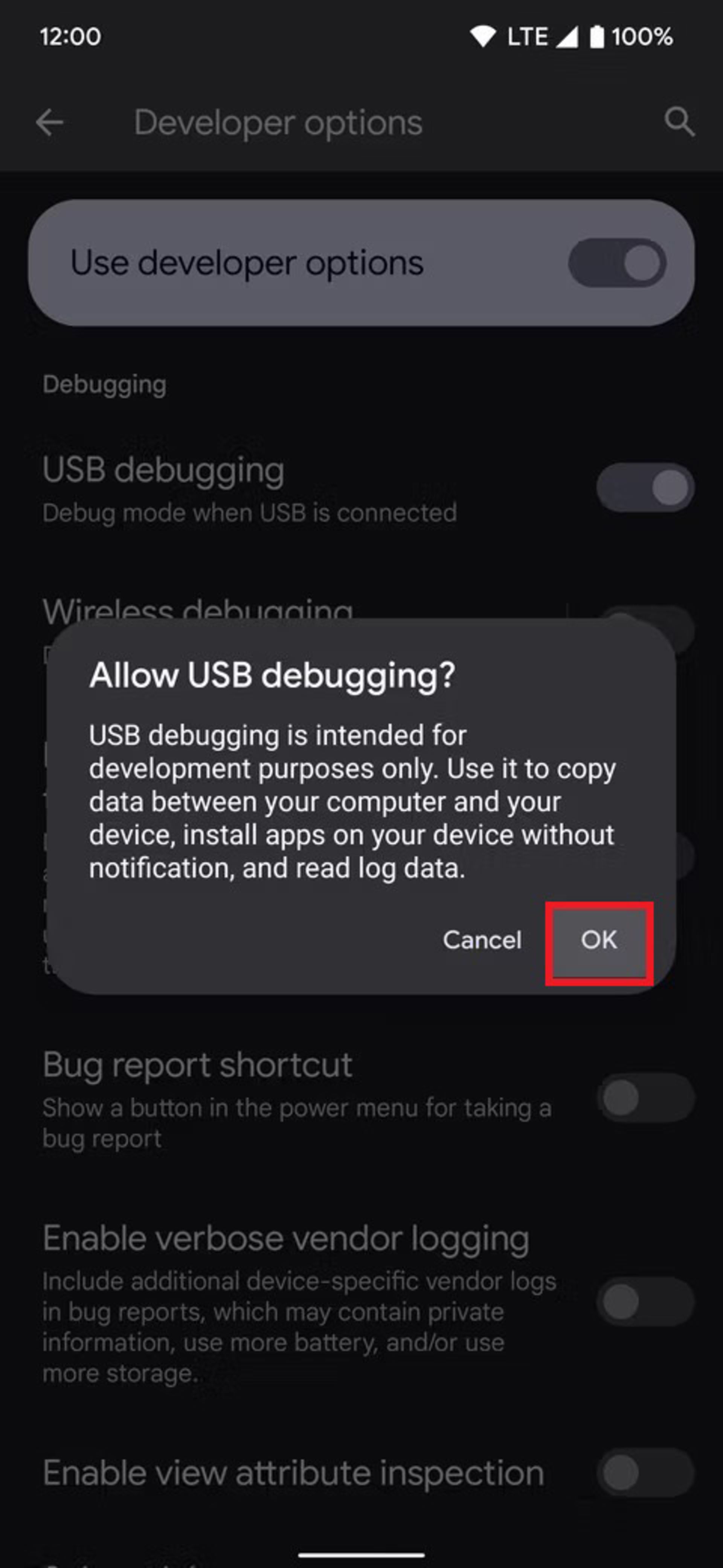 مرحله دوم فعال کردن USB debugging در دستگاه اندرویدی