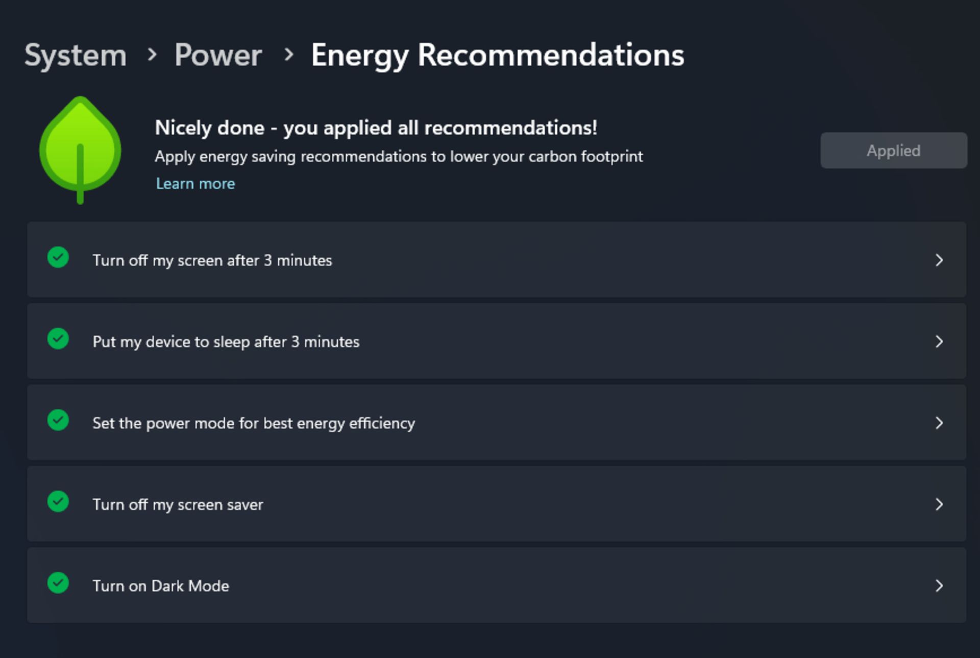 Energy recommendations در آپدیت ویندوز ۱۱