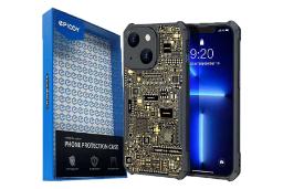 جعبه و نمای نیمرخ قاب گوشی اپیکوی مدل Xundd Gold مناسب اپل iPhone 14 / 13 با نمایش پنل جلو و پشت
