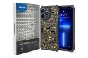 جعبه و نمای کلی قاب گوشی اپیکوی مدل Xundd Gold مناسب اپل iPhone 14 Pro Max با نمایش پنل جلو و پشت