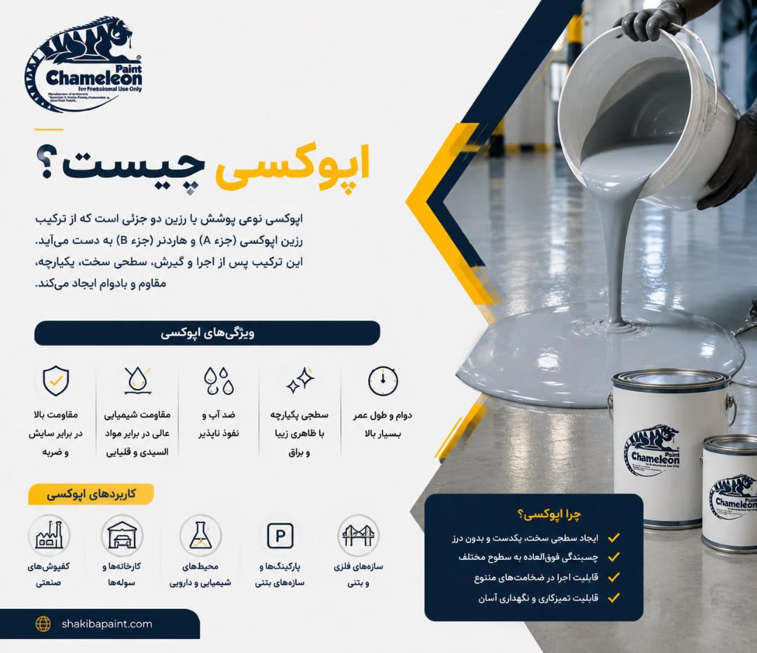 مایع اپوکسی (Epoxy) در حال ریخته شدن روی یک سطح صاف و صیقلی