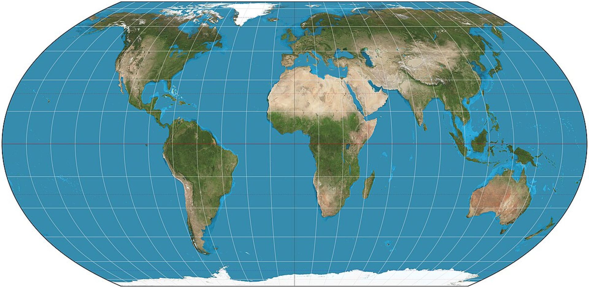 تصویر زمین برابر در نقشه جهان ایکوال ارث Equal Earth projection ساخته شده توسط نرم‌افزار نقشه Geocart