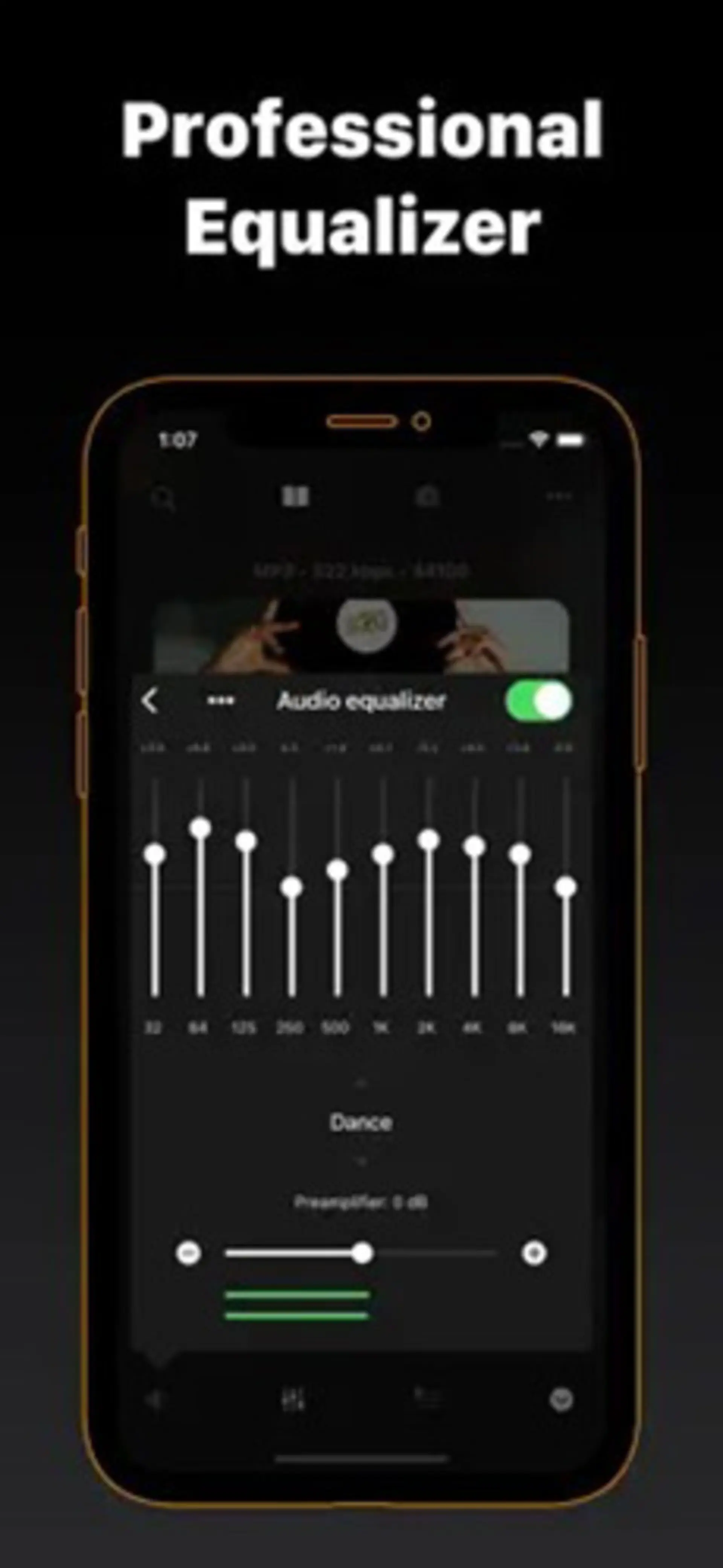 قابلیت اکولایزر موسیقی در برنامه موزیک پلیر Flacbox