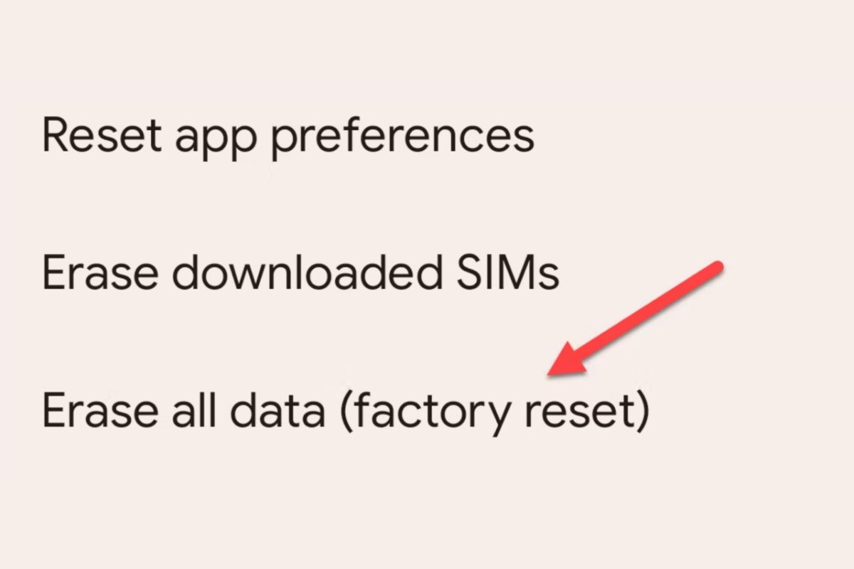 reset factory setting on android