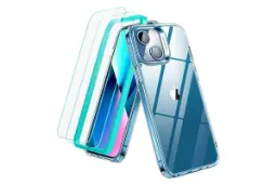 شفافیت قاب گوشی ای اس آر مدل Classic Hybrid مناسب اپل iPhone 13 همراه با محافظ صفحه نمایش